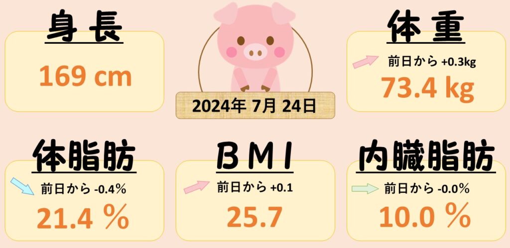 0724 もしかして停滞期に……？？(´；ω；`)ｳｩｩ　ダイエット日記-Day74　ー2024/7/24ー